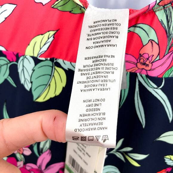 TOMMY BAHAMA Summer One-Piece Swimsuit Small Red Black Floral Wrap-Front NWT - Picture 9 of 12